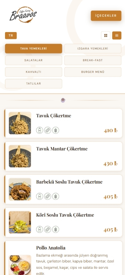 QR menü örnek tasarım 3 – bar dijital menü