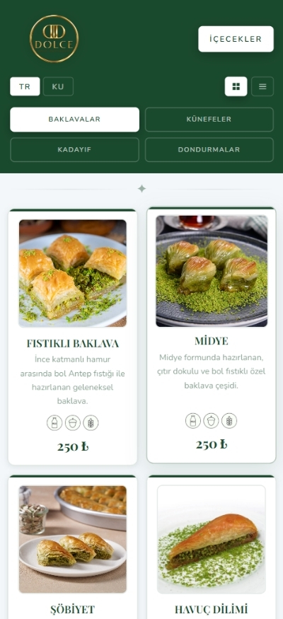 QR menü örnek tasarım 4 – otel dijital menü
